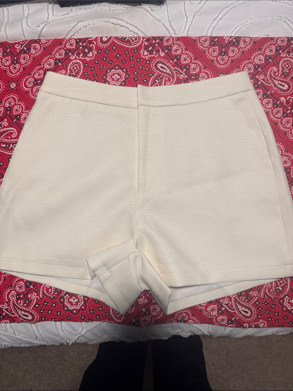 High-Waist Cream Commense Tailored Women’s Shorts